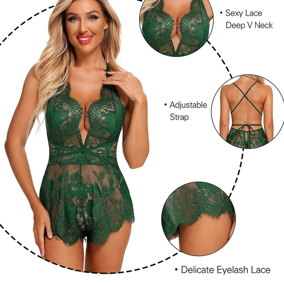 Green Lace Teddy (XL) - Picture 4 of 6